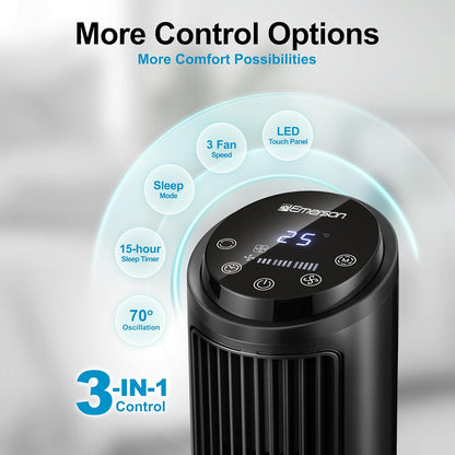 Emerson SmartVoice 40” Tower Fan, Wi-Fi-free Voice Control Fan, Hands-Free Cooling, No WiFi, No App, 70° Oscillation, 3 Speeds, 15-Hr Timer, Sleep Mode & Remote Control