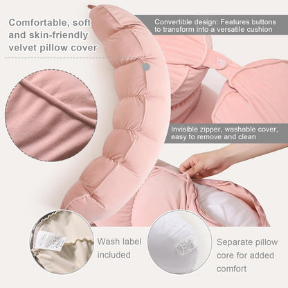Peallow(Pat. Pend) – Long Round Body Pillow for Adults, Bolster Pillow for Sleeping, Soft and Supportive Pillow for Sleeping & Lumbar Support (Green-White, 29.5")