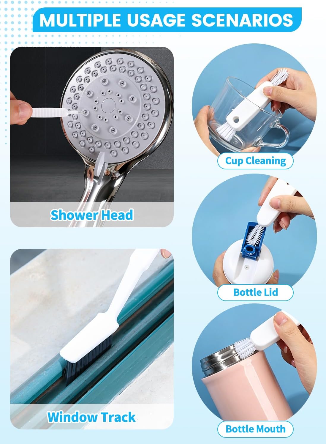16Pcs Crevice Cleaning Brush Set, Hard Bristle Scrub Brushes for Gaps | Deep Cleaning Window Groove, Cleaning Brush for Sliding Door, Sill, Tile Lines, Shutter, Corner, Sink, Teapot, Bottle