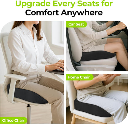 AUVON Ergonomic Donut Pillow Seat Cushion for Hemorrhoid & Back Pain Relief | Thick Memory Foam Chair Cushion with Firm Support for Tailbone, Sciatica, Pregnancy, Thigh Slope Design for Sitting Comfort