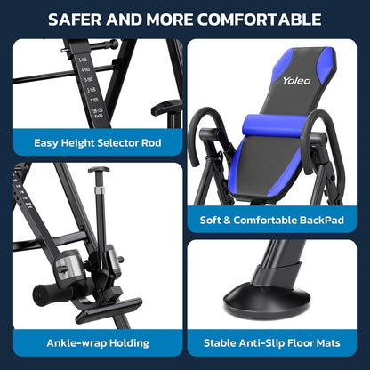 YOLEO Gravity Inversion Table for Back Pain Relief 2026 New Inversion Table w/Lumbar Support Easy to Assemble Back Stretcher Machine 300 lbs