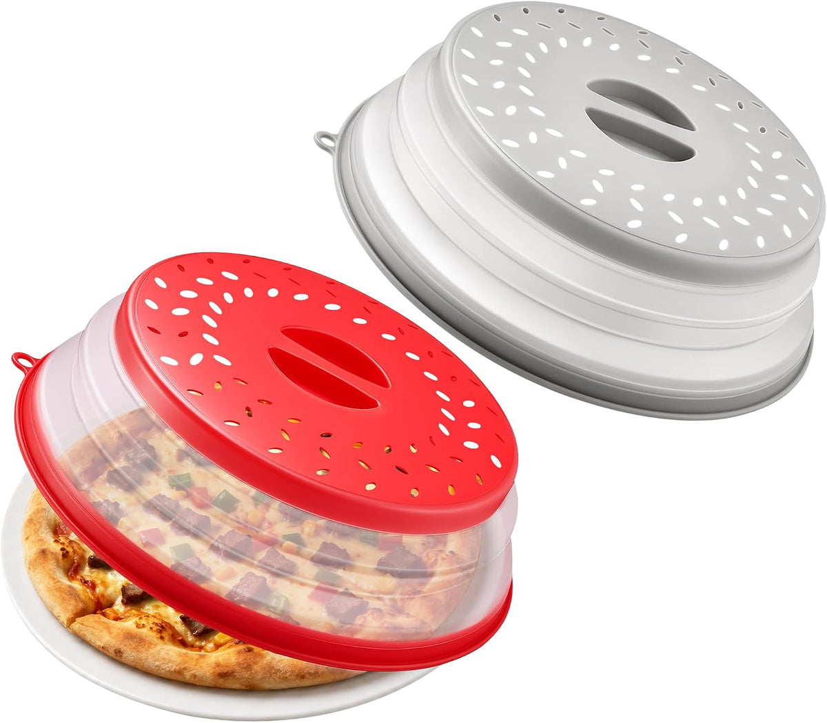 Microwave Splatter Cover for Food with Anti-scald Base Plate, Grey