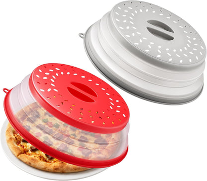 Microwave Splatter Cover for Food with Anti-scald Base Plate, Grey