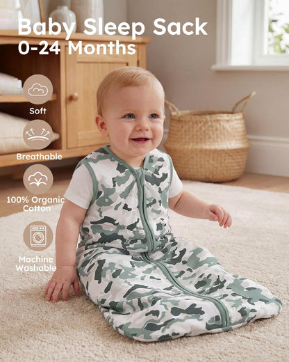 Yoofoss Baby Sleep Sack 0-6 Months Wearable Blanket for Babies 100% Organic Cotton 2-Way Zipper TOG 0.5 Toddler Sleeping Sack 3 Pack, Sleep Sacks
