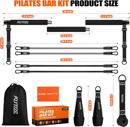 KUTIZE Pilates Bar Kit with Resistance Bands, Pilates Equipment, Multifunctional Pilates Bar for Women & Men, Pilates kit for Hip, Back, Arm, Full-Body Workouts, Home Gym Strength Training Equipment