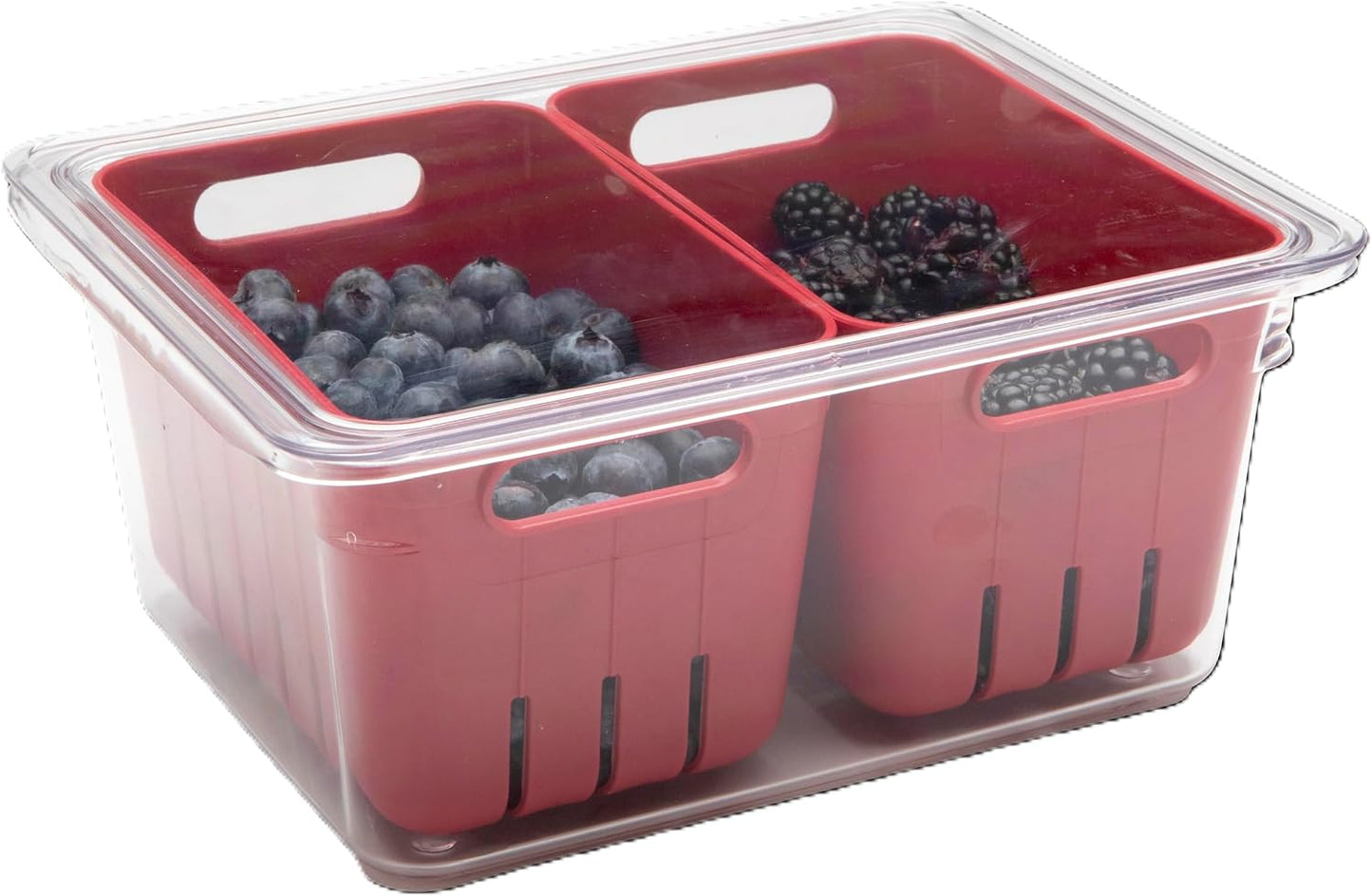 Dial Industries Fruit Berry Vegetable Fridge Storage Container, 2 Baskets | Two removable bins for easy rinsing, Air circulates to keep produce fresher longer, Great for fridge or counters