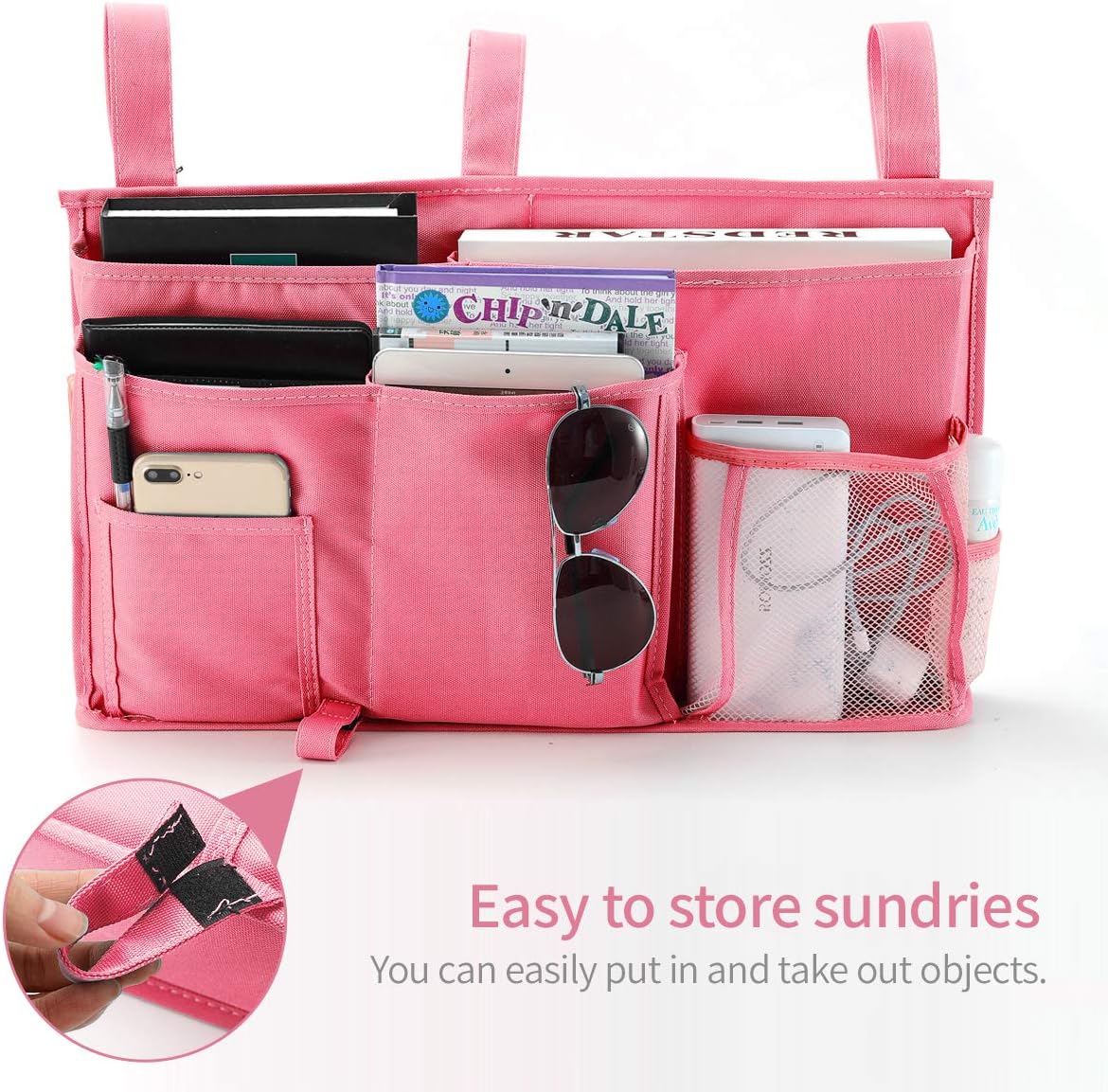 Bseash Bunk Bed Organizer, Bedside Caddy Hanging Bed Organizer Storage Bag 8 Pockets, for College Dorm Rooms Bed, Hospital Bed, Baby Bed Rails, 600D Oxford Cloth