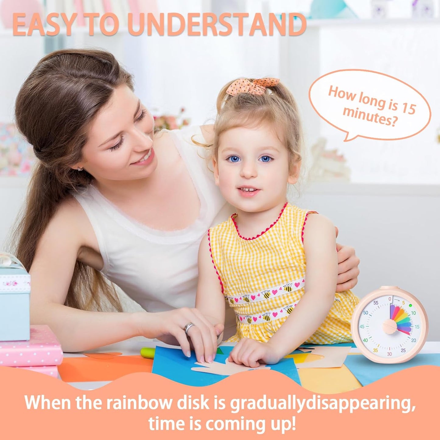 Visual Timer for Kids 60 Minute Countdown Timer Rainbow Disk Desk Timer Clock for Classroom Study Office Kitchen with Silent Operation (Purple)