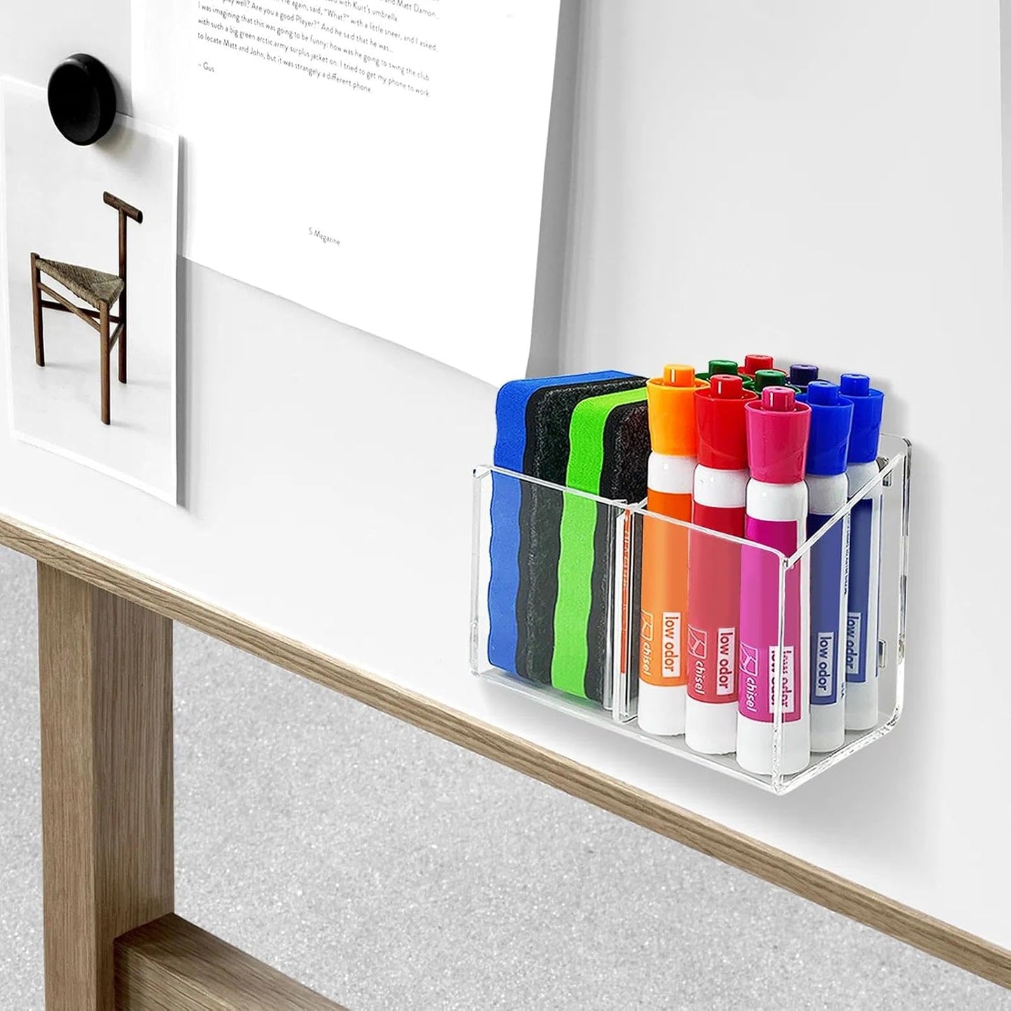 Magnetic Dry Erase Marker Holder - Multi-Surface Pen & Marker Holder for Fridge, Whiteboard, Locker - School, Office, Home - 1 Pack, Black