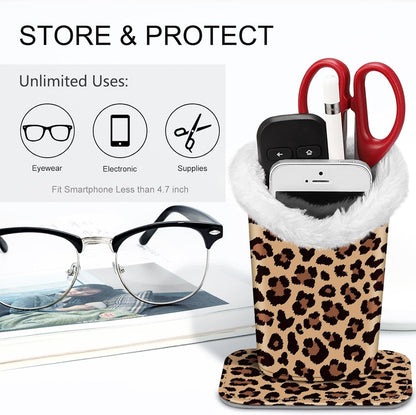 FINTIE Plush Lined Eyeglasses Holder, Glasses Stand Case For Nightstand | Soft Plush Lining, Bedside Eyeglasses Holder, Office Desktop Organizer, Small Item Storage, Anti-Scratch - Colors B