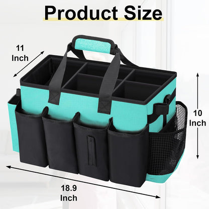 Wearable Large Cleaning Caddy Bag for Housekeepers (Black&Gray) | Cleaning Supplies Organizer with Adjustable Shoulder, Waist & Handle Straps, Detailing Bag for Kitchen Supplies