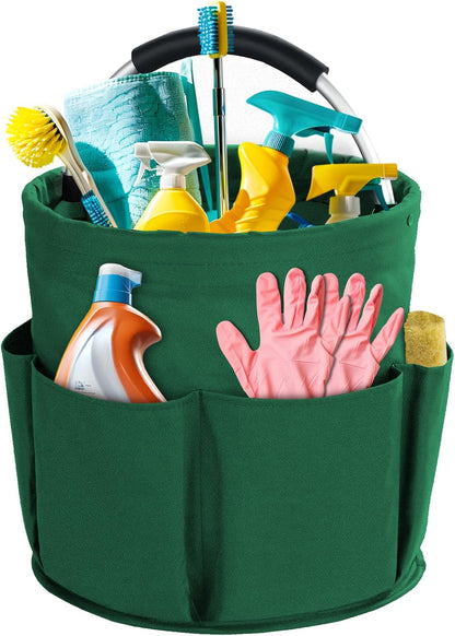 Cleaning Caddy with Handle, Cleaning Products Organiser, 17L Foldable Storage Basket, Cleaning Caddy Organiser, Portable Multi Cleaning Bucket Bag for Home, Garden (Black)