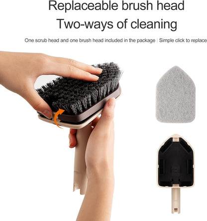 Eyliden Tub & Tile Scrubber Kit with Long Handle, 2 Different Cleaner Brush | Heavy-Duty Stiff Bristle and 2 Non-Scratch Scrub Pads, for Grout Bath Glass Kitchen Floor Shower Boat Deck RV Wash Cleaning