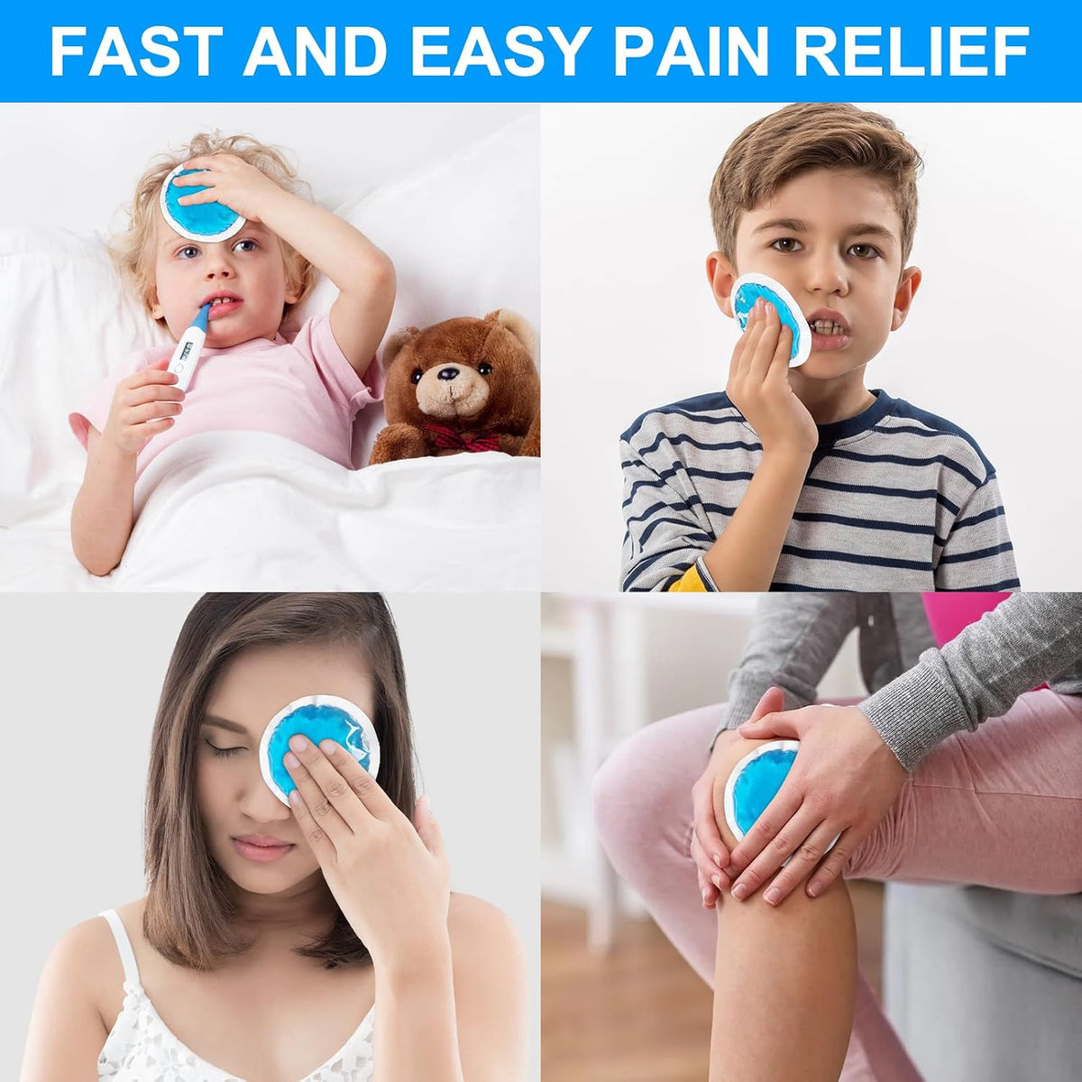 Gel Soft Flexible Ice Packs for Injuries, Reusable Cold Pack, Hot Cold Compress for Joint&Muscle Pain, Surgery Recovery, Inflammation, Swelling, Face, Head, Wrist, Ankle&Foot Injury, -5.1"x6.3"