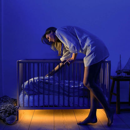 Sleep Mode Underbed Light - Night Light Amber Glow No Blue Light Battery Powered Peel and Stick Install