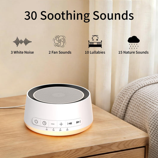 Sound Machine Night Light White Noise Machine with 30 Soothing Sounds 12 Colors Night Light Sleep Machine for Baby Kids Adults Brown Pink Nosie Machine with 32 Volume Levels for Office Home Travel