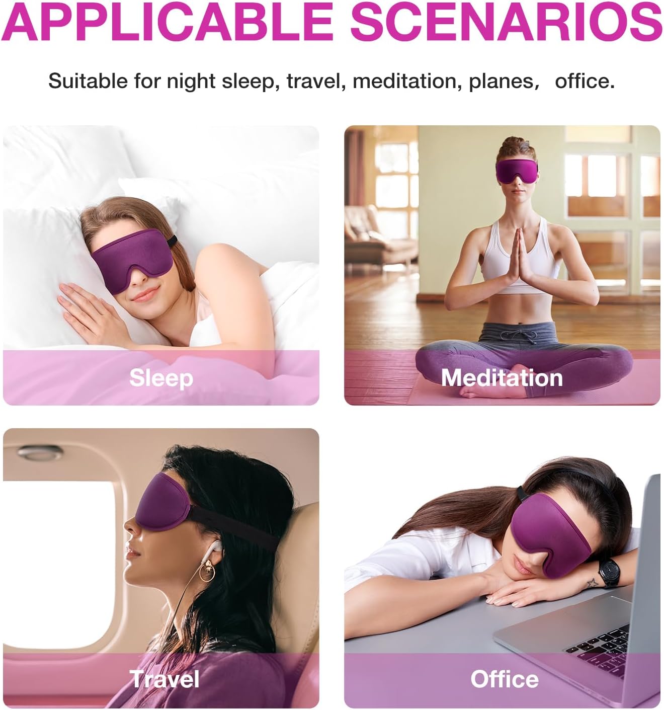 LYSIAN 3D Sleep Mask for Side Sleepers + 5 Pairs Ear Plugs, Black | Blackout eye mask with no pressure on eyes, adjustable comfortable blindfold for sleeping, travel & nap