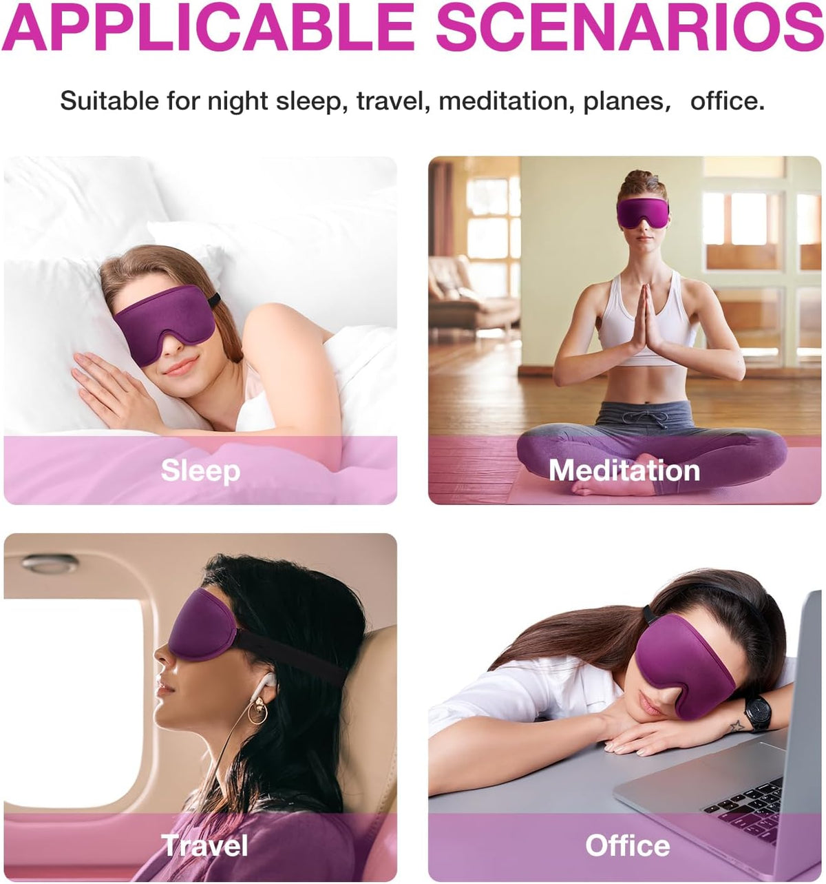 LYSIAN 3D Blackout Sleep Mask for Side Sleepers, 5 Pairs Ear Plugs, Black