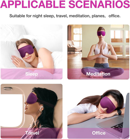 LYSIAN 3D Blackout Sleep Mask for Side Sleepers, 5 Pairs Ear Plugs, Black