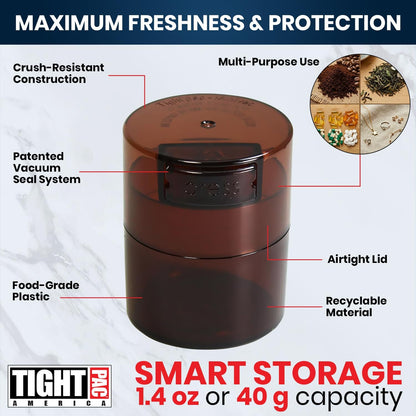 Minivac - 10g to 30 grams Airtight Multi-Use Vacuum Seal Portable Storage Container for Dry Goods, Food, and Herbs - Green Clear