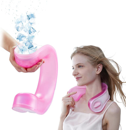 Neck Cooler for Hot Weather, Reusable Wearable Ice Water Neck Wrap with Wide Mouth for Ice Cubes, U-Shaped Cooling Neck Pack for Summer Heat, Outdoor Work, Sports, Travel & Hot Flashes, Blue