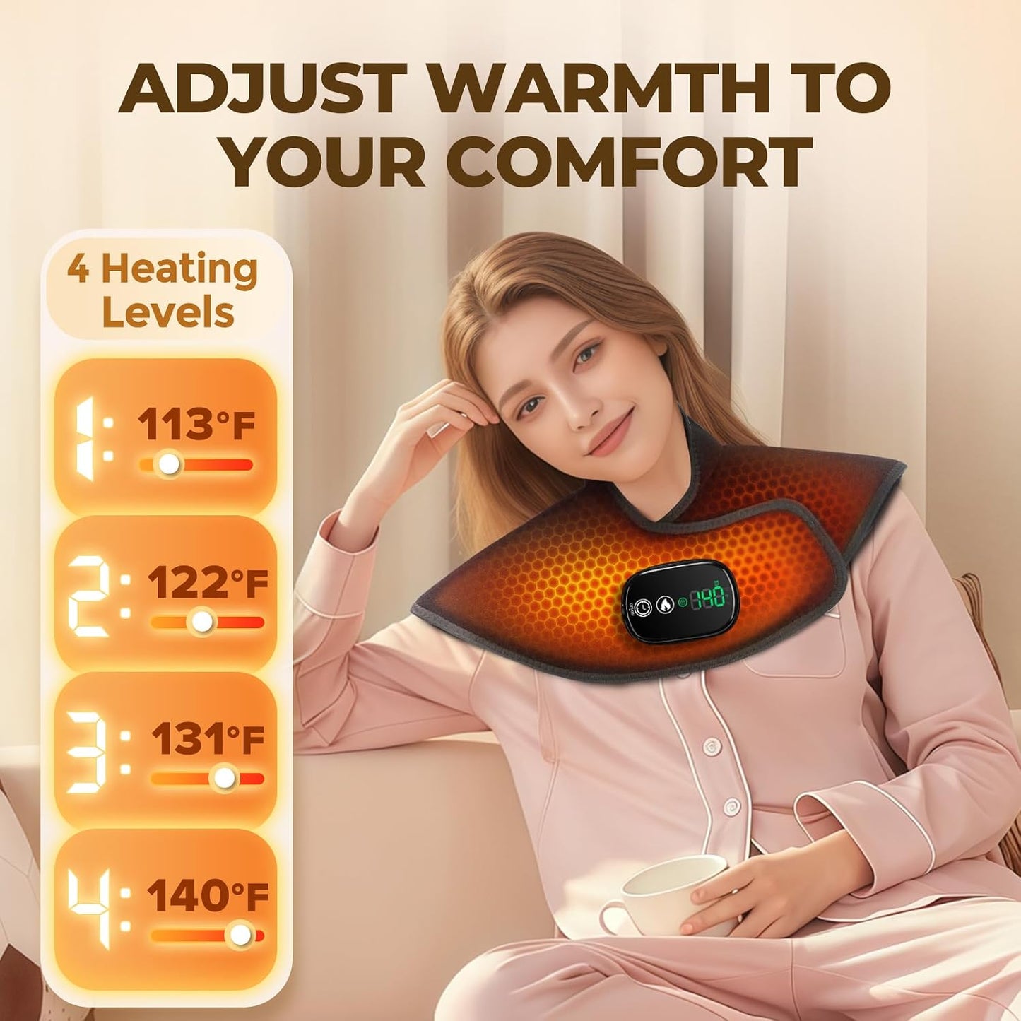Neck and Shoulder Heating Pad Cordless for Pain Relief, Heated Neck and Shoulder Wrap Electric Warmer Pads
