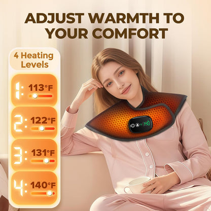 Neck and Shoulder Heating Pad Cordless for Pain Relief, Heated Neck and Shoulder Wrap Electric Warmer Pads
