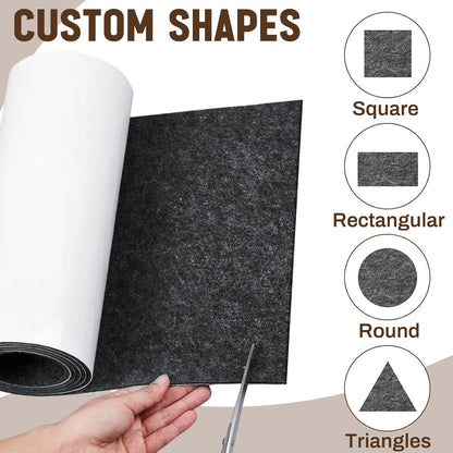 Fullhawl Large Felt Furniture Pads 8 x 60 Inch Non Slip Self Adhesive Heavy Duty Cuttable Strip Roll Felt Sheet Tape for Protecting Hardwood Floors Chair Wall, White
