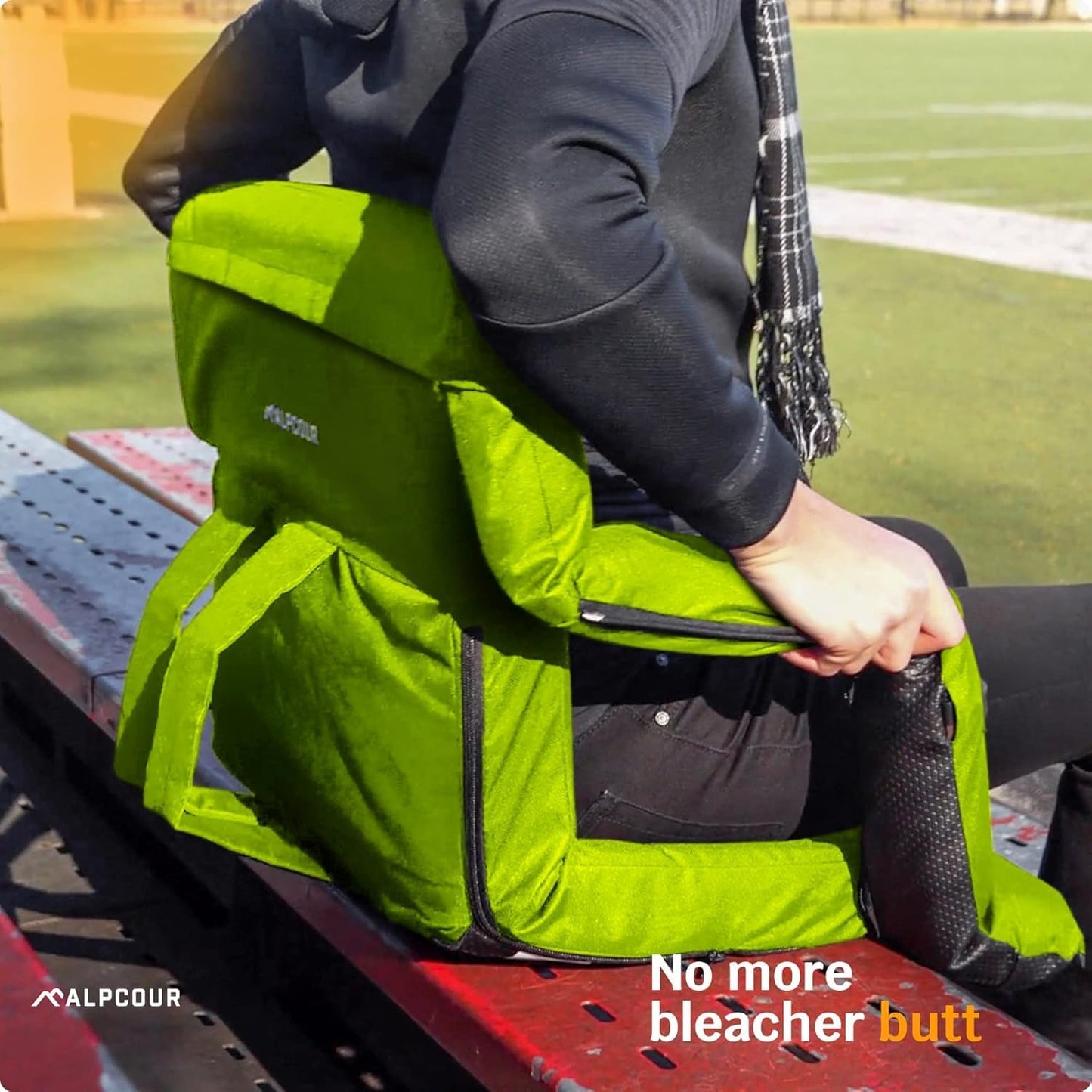 Heated Reclining Stadium Seat for Bleachers – Wide Bleacher Chair with Back Support and Cushion, Armrests, Side Pockets, & Hook – Stadium Seats Chairs for Camping, Kayak, Paddle Board & More