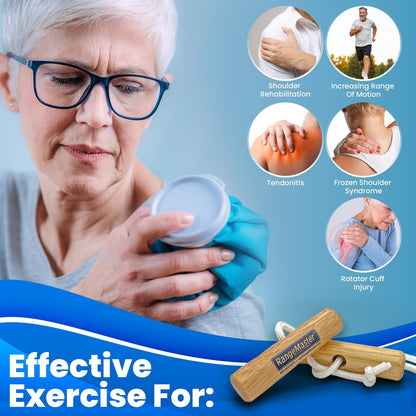 RangeMaster Econo Ranger Shoulder Pulley │ Physical Therapy Exercises │ Aids in Recovery and Rehabilitation │ Increases Mobility │ Wooden Handles for Comfort │ Web Strap Door Attachment
