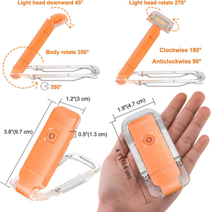 BIGMONAT Rechargeable Book Reading Light Bookmark Light, LED Clip on Book Lights, Reading Lights for Books in Bed, Small Book Light for Kids, Brightness Adjustable for Eye Protection-Orange