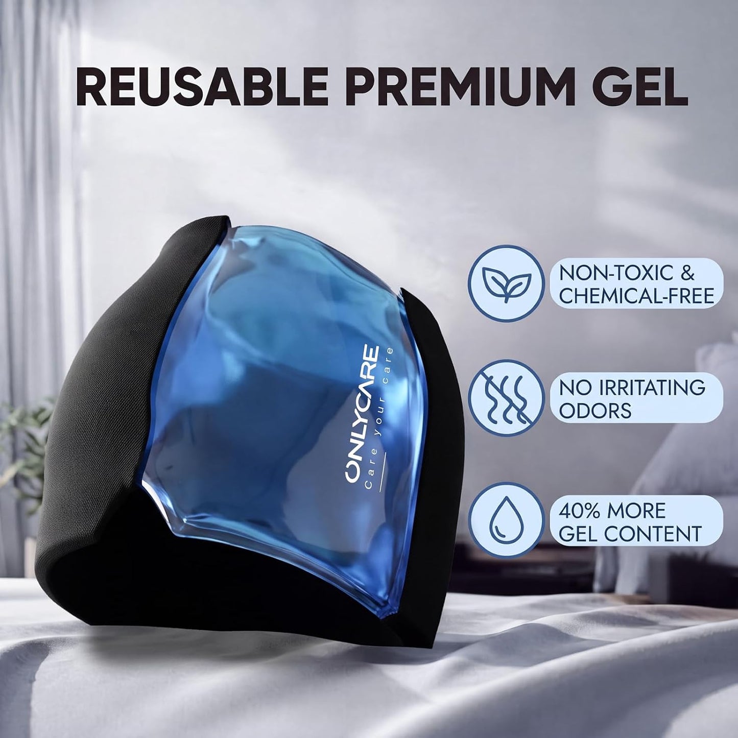 ONLYCARE Migraine Relief Cap, Headache Relief Cold Cap with Odorless Gel | Cooling Hat Head Wrap Soothing Face Ice Pack Mask Products for Tension Stress Hangover & Puffy Eyes, Relaxing Gifts for Women