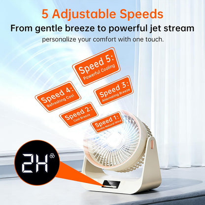 3D Oscillation Air Circulator Fan with Remote, 12000mAh Battery Operated Cordless Desk Fan, 20dB Whisper Quiet Table Fan for Bedroom Home Office, 12 Speeds, 12H Timer, 650 CFM Powerful Airflow