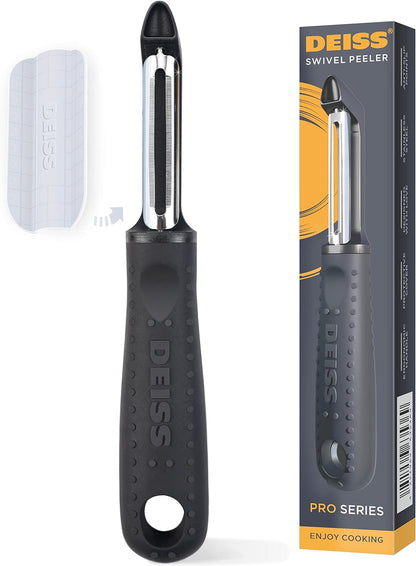 Deiss Lux Heavy Duty Pizza Cutter With Wheel Slicer and Deiss PRO Swivel Vegetable Peeler