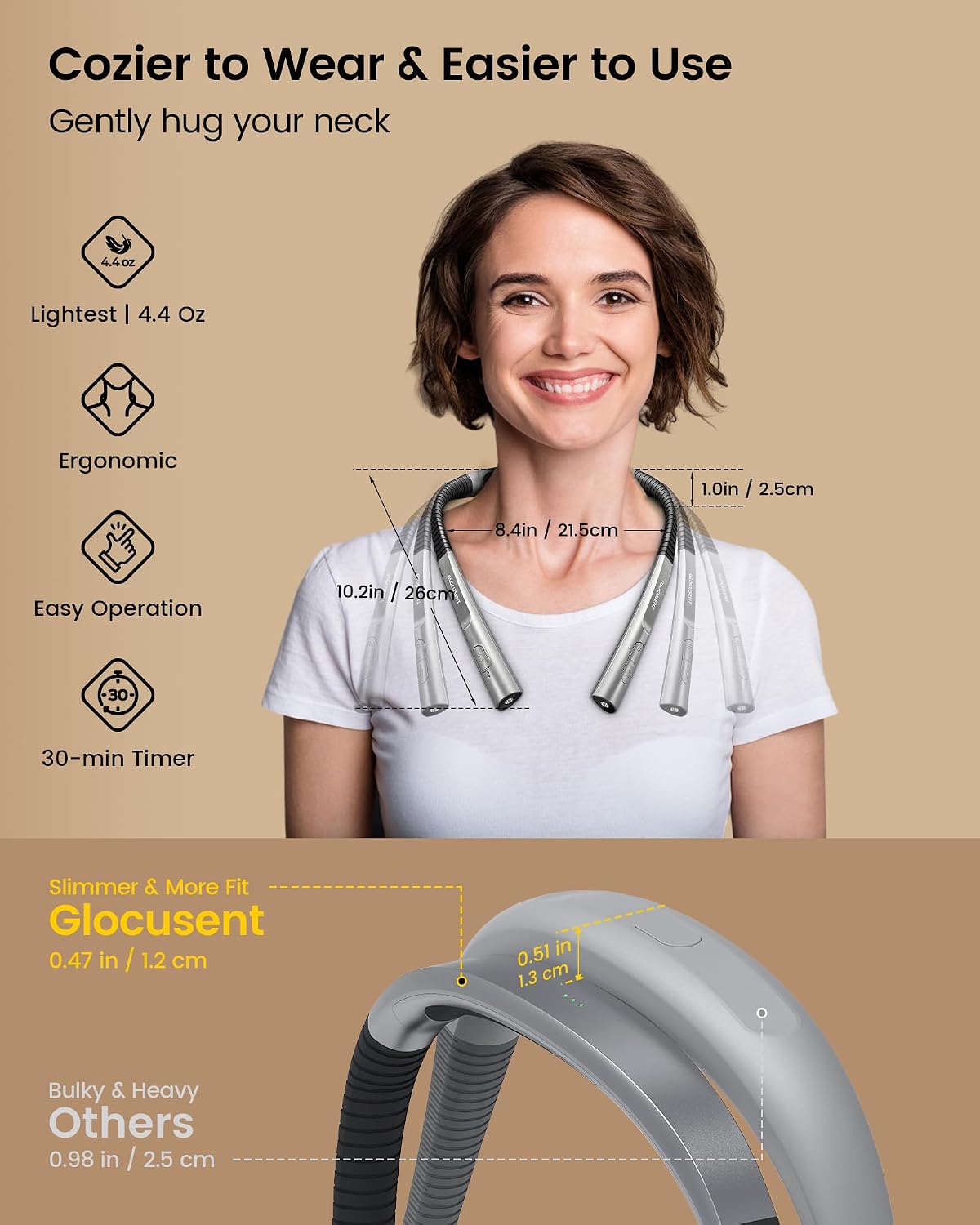 Glocusent Upgraded LED Neck Reading Light, Book Light for Reading in Bed