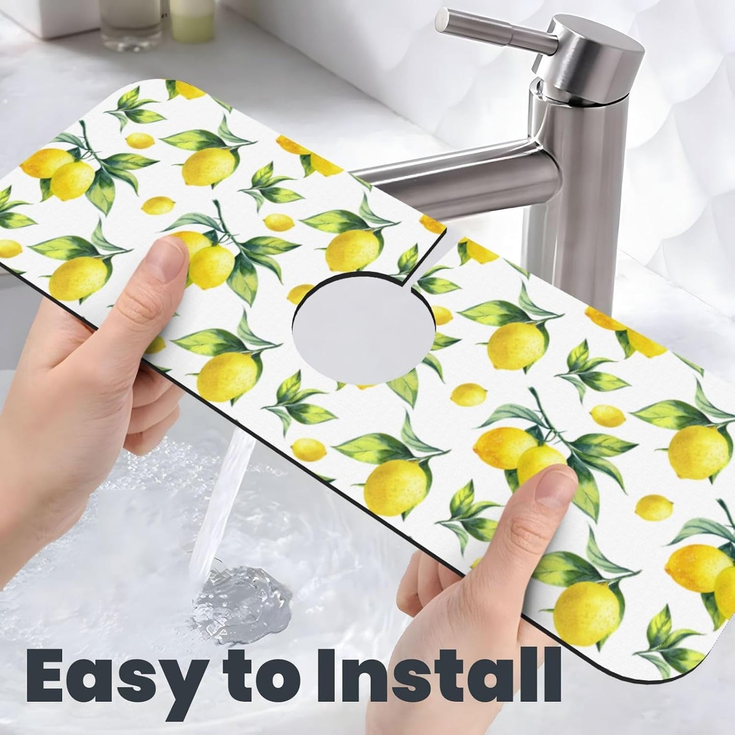 Abstract Flower Blooming Floral Watercolor Kitchen Sink Splash Guard Faucet Mat Super Absorbent Fast Drying Mat Sink Gadgets-Fast Drying Pad Sink Mat For Kitchen Bathroom (15" X 5.5" )