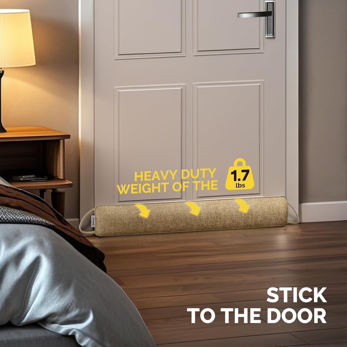 fowong 32" Door Draft Stopper, Weighted Under Door Noise Stopper, Oatmeal | Weighted Fabric Blocks Drafts, Dust & Light, Great for Interior Doors to Help Reduce Noise and Improve Comfort