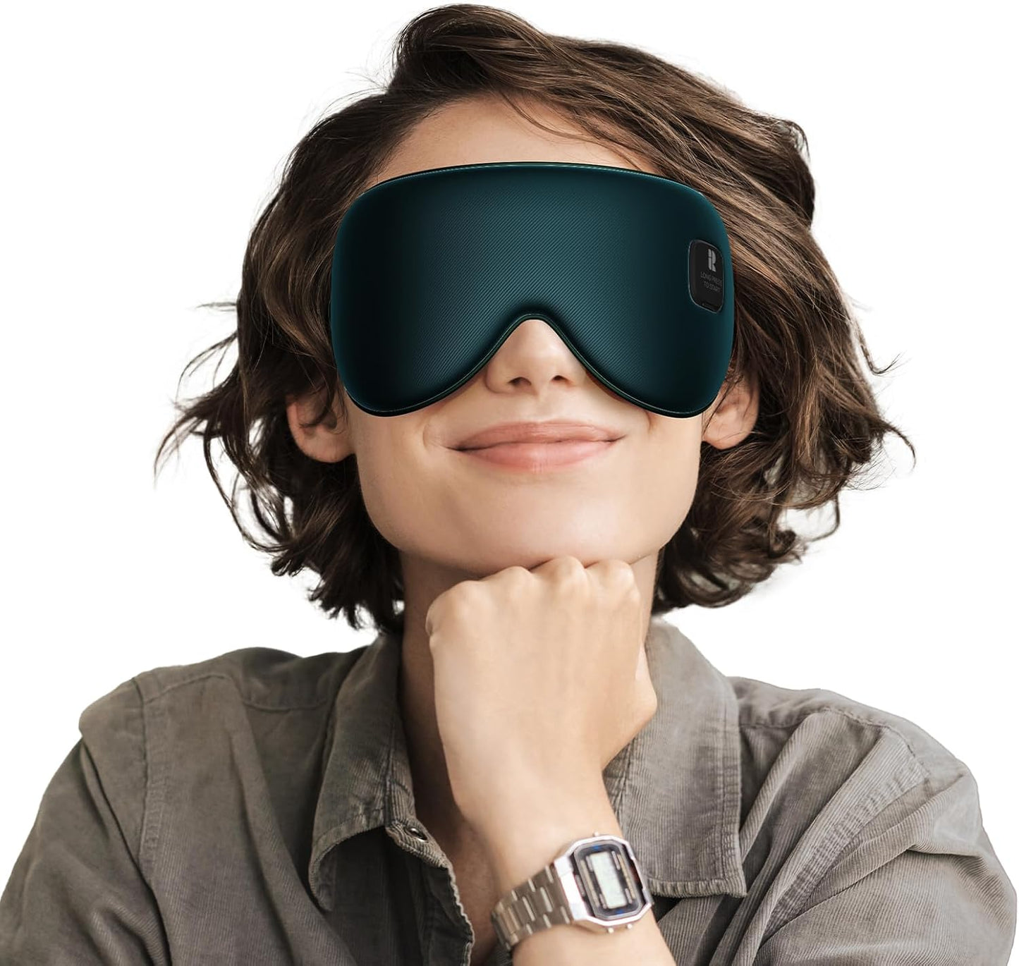 Silk Cordless Heated Eye Mask, Fast Heat Electric Warm Compress for Dry Eye | Electric Warm Eye Mask for Airplane Sleeping, Blackout Eye Mask for Travel, Idea for Women/Men (Grey)