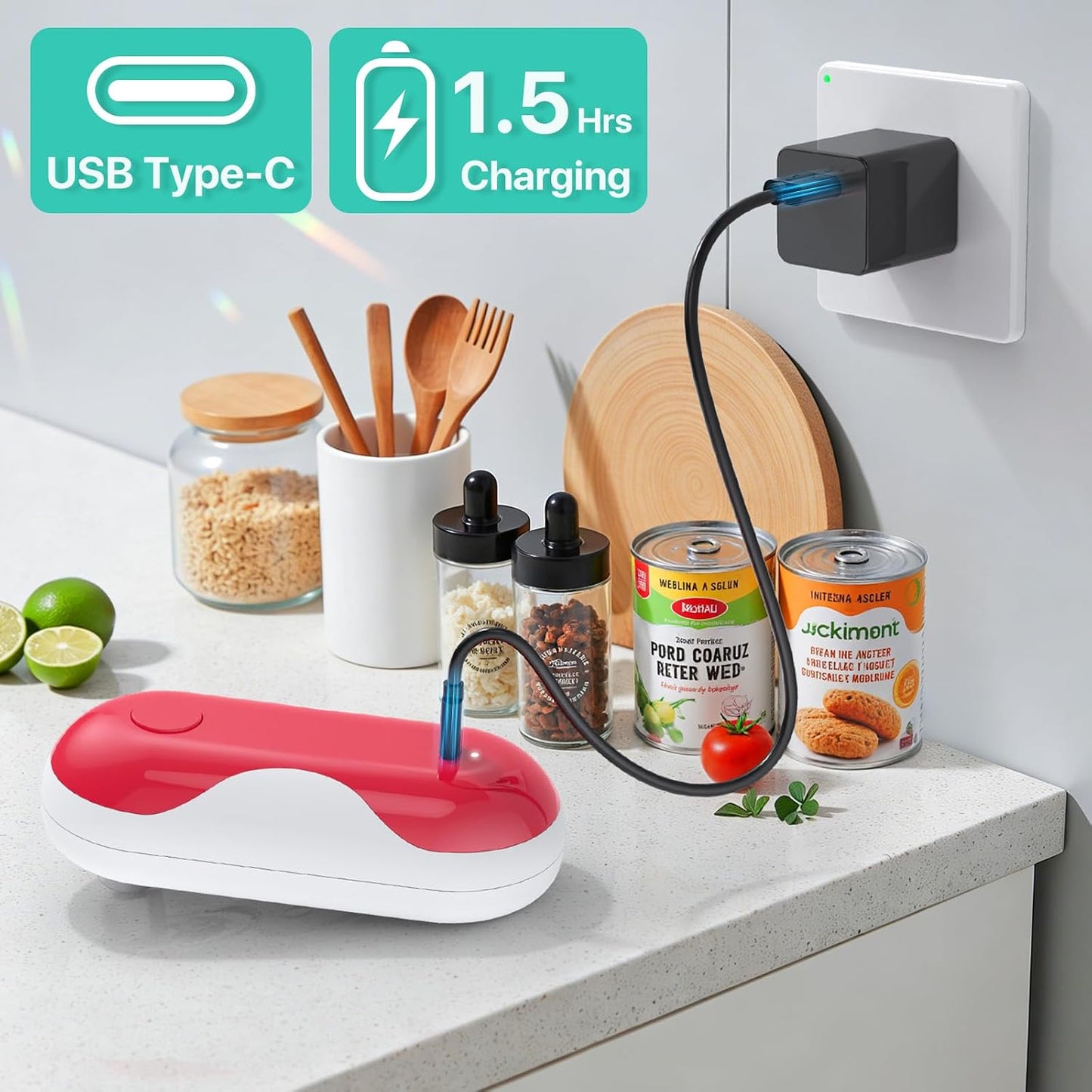 Electric Can Opener, Auto-Stop, USB-C Rechargeable, Side-Cut Smooth Edge, Hands Free Automatic Can Opener for Seniors & Arthritis Patients (Black)