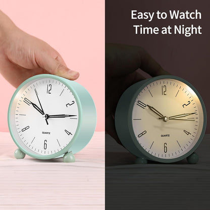 pxy Loud Alarm Clock for Heavy Sleepers 3D Dial Battery Operated (Battery Include), 4" Super Silent Analog Alarm Clock for Kids with Night Light PT260 Silver OrangePT505 Green White