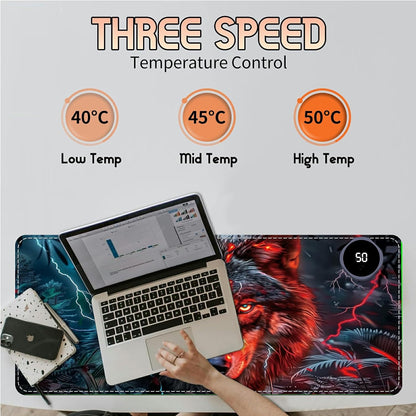 Heated Desk Pad Heated Large Mouse Pad, Electric Quickly Warm Desk Mat with 3 Levels Heating 3 Hours Auto Shut-Off, 31.5" x 13" Warm Gaming Mousepad Hand Foot Warmer, Baby Elephant