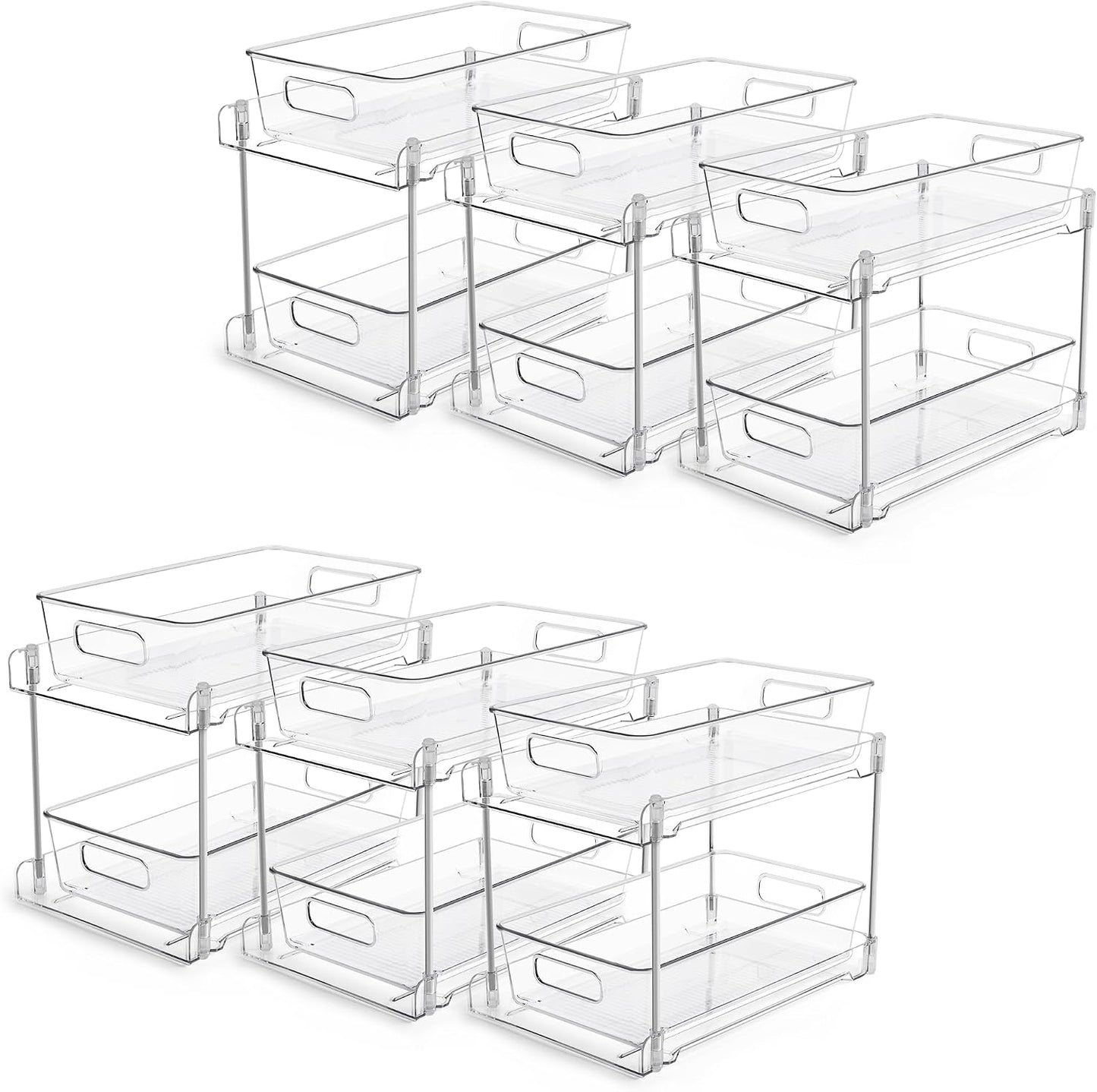 Vtopmart 2 Pack Pull Out Bathroom Under Sink Organizer (S-Standard) | Slide-out drawers, Multi-purpose storage, Clear visibility, Easy Set-up