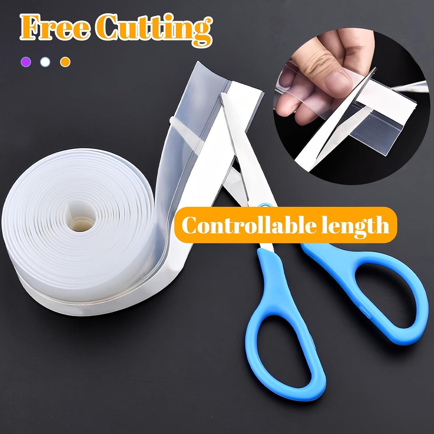 ZOMPAGO White Window Weather Sealing Tape 2.4in x 33FT, Cloth Draft Stopper for Sliding Door & Gap Filler, Strong Adhesive Window Seal Tape Air Conditioner Door Weather Stripping Insulation