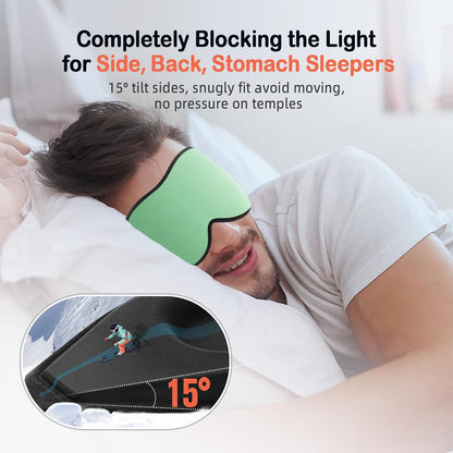 LitBear Sleep Mask for Side Sleeper Women Men, Eye Mask for Sleeping | Light Blocking 3D Contoured Sleeping Mask, Soft Breathable Sleep Eye Mask with Adjustable Elastic Strap for Travel, Black