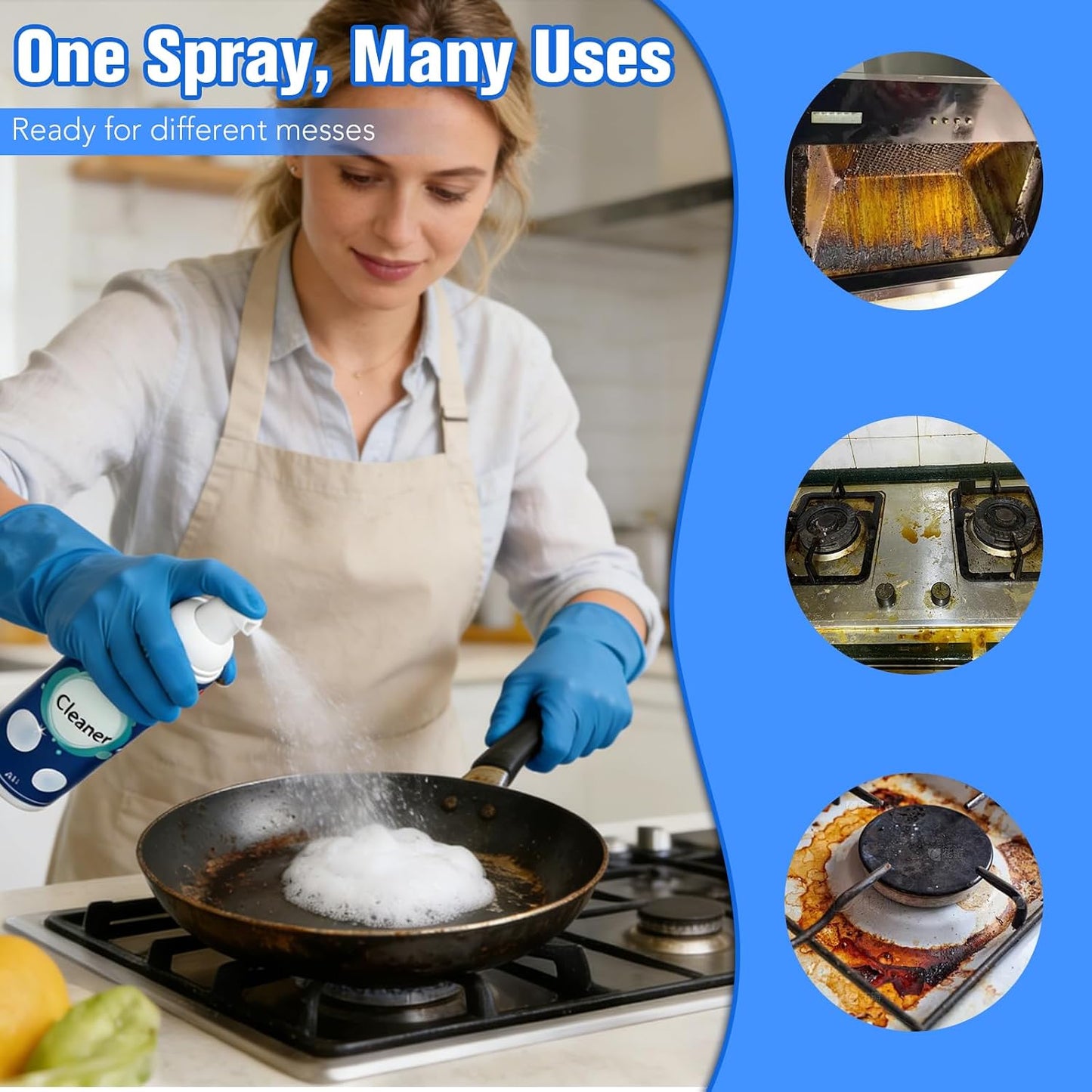 2Pack Foaming Heavy Oil Stain Remover,foaming wall cleaner,Rinse-Free Foam Cleaner Spray for Kitchen Grease, Multifunctional Surface Cleaner for Stovetops, Countertops, Range Hoods & Sinks