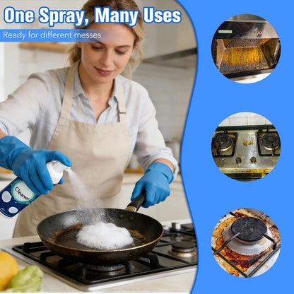 2Pack Foaming Heavy Oil Stain Remover,foaming wall cleaner,Rinse-Free Foam Cleaner Spray for Kitchen Grease, Multifunctional Surface Cleaner for Stovetops, Countertops, Range Hoods & Sinks