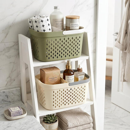 2 Pack Portable Shower Caddy Basket, Plastic Organizer Storage Tote with Handle and Removable Slot, Plastic Storage Caddy Basket for Bathroom, College, Dorm, Camp, Gym, Cleaning Supplies