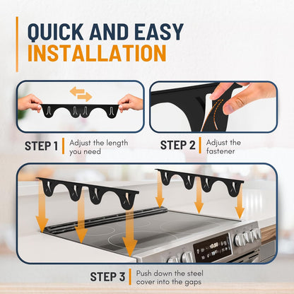 Linda’s Essentials Stainless Steel Stove Gap Covers (2 Pack) Adjustable Length 13.8" to 27.5" Stove Gap Covers Stainless Steel, Steel Adjustable Stove Gap Covers, Counter, Oven & Stove Gap Filler