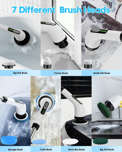 Highyes Electric Spin Scrubber for Cleaning Bathroom: Cordless Power Shower Scrubber - Electric Cleaning Brush for Tile Tub