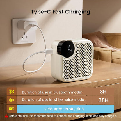Portable White Noise Machine with Bluetooth Speaker 18 Soothing Sounds | Sound Recording Memory, 5-180min Timer, 16 Volume Levels, Compact 3x3x1.5in for Baby, Kids, Adults - Travel, Home, Office